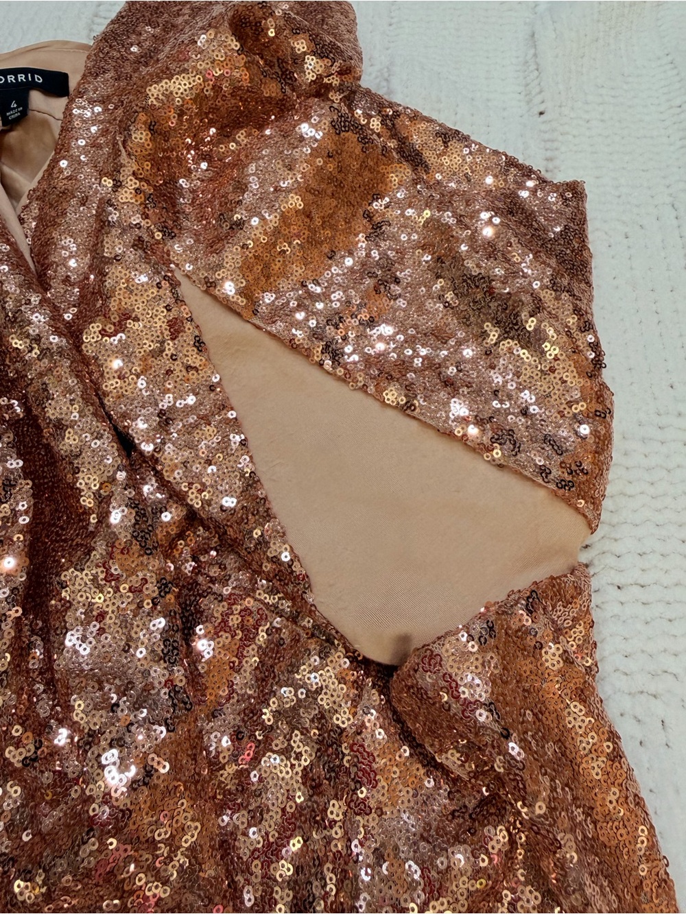 Torrid Women’s Sequin Open Front Duster Cardigan Rose Gold Size 4 - Picture 12 of 16